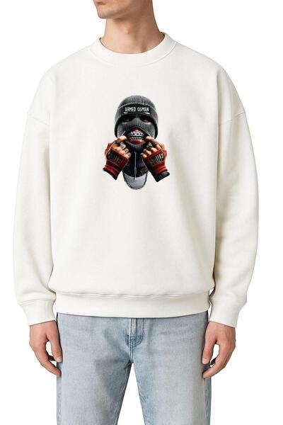 DM DOLCE MORE سترة رياضية يونيسكس مطبوعة من قماش القطن الممشط بثلاث خيوط من أ...