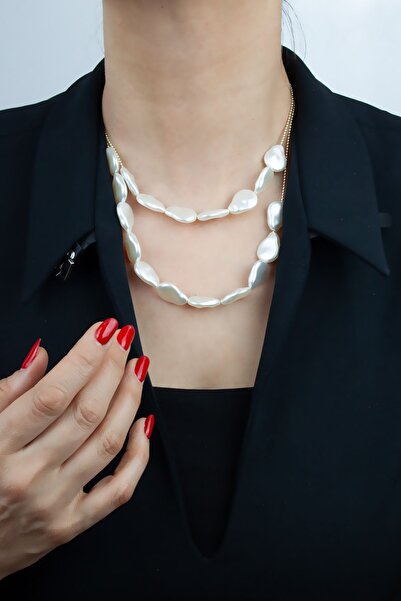 Liveyn Design صف مزدوج قلادة من اللؤلؤ الباروكي