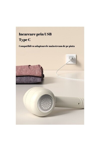 Flippy Χνούδι, Flippy, Φόρτιση μέσω USB Type-C, Με βούρτσα καθαρισμού, USB, Λευκό, 220 x 86 mm