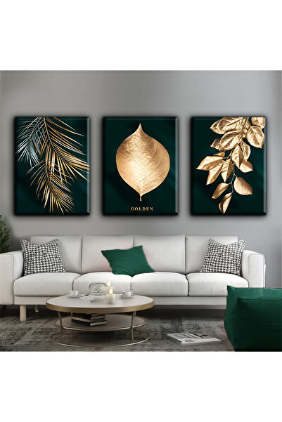Harikabirev TABLO DE FORME DE FRUNZE DE AUR | TABLO PE Pânză FĂRĂ CADRU 3L VE...