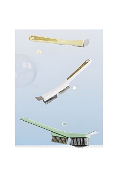 Flippy Kitchen Wire Brush, 2-Piece, Long Handle with Hanging Hole, Steel Bristles, Yellow