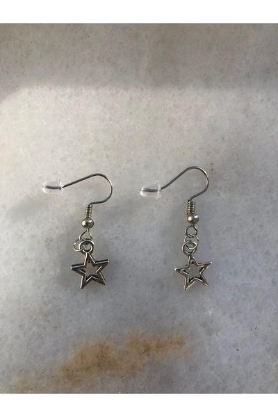 bnidesign Y2K Zarif Yıldız El Yapımı Pinterest Tarzı Unisex Vintage Küpe Gümüş Renk