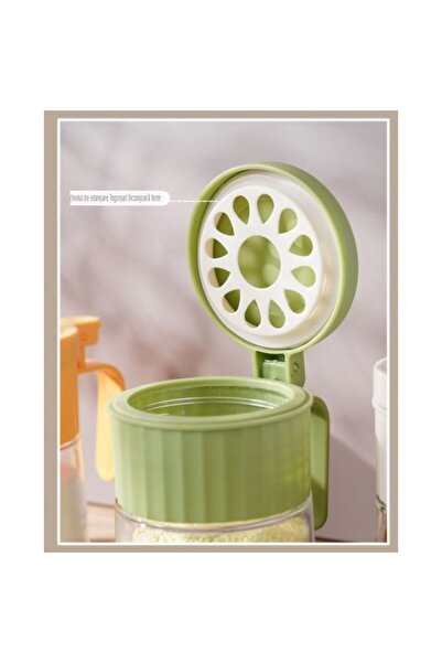 Flippy Spice container Flippy, glass, 180 ml, with handle and spoon, 10.6 x 7 x 7 cm, matte lid, green