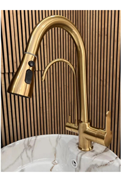 yediyapı Spiral Purified Kitchen Sink Faucet Matte Gold