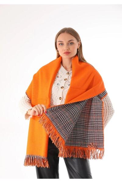 Wearflawless Women's Set of 2 Orange Scarves and Painter Berets, Christmas Gift, Double-Sided Scarf, Painter Beret