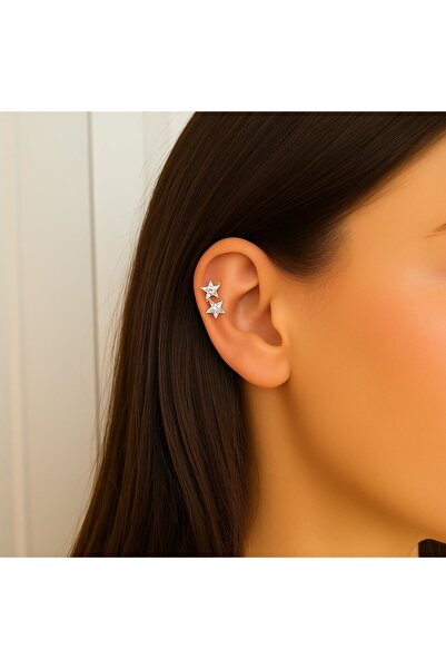 BY YASİN TOPÇU ✨ Çift Yıldız Parıltı Çelik Piercing ✨