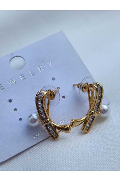 ZÜLİSCH أقراط مرصعة باللؤلؤ أقراط زركون على شكل طريق مائي باللونين الذهبي والفضي