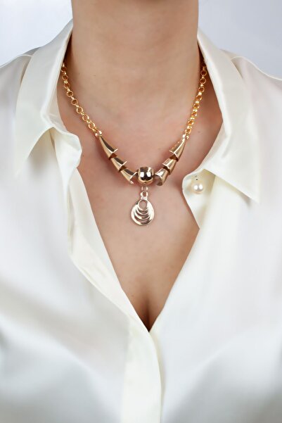 Liveyn Design قلادة بتصميم سلسلة دائرية مع أطراف برونزية