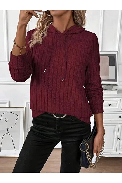 Masspera Bluză de damă cu mânecă lungă, cu glugă, cu șireturi, cu dungi