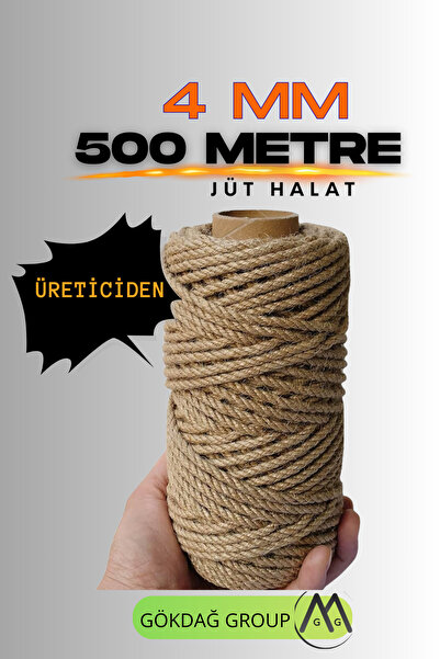 GÖKDAĞ GROUP 4 MM 500 Metre Jüt Halat Dekoratif Hasır İp Urgan Süs