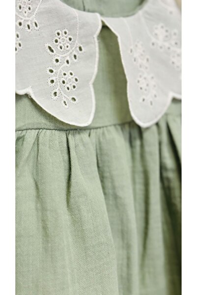 OZZY KİDS Κοριτσίστικο υφασμάτινο φόρεμα μουσελίνας με γιακά