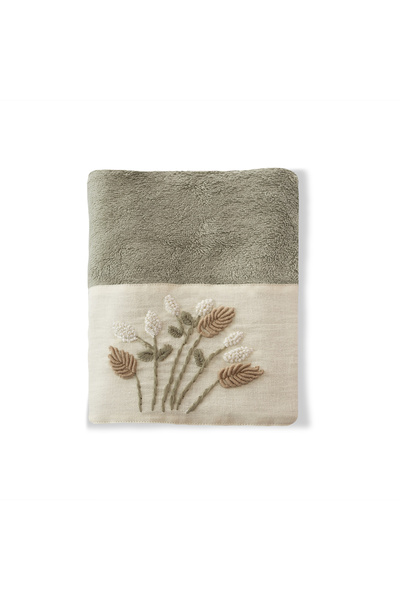 Altınbaşak Lana Bamboo Embroidered Hand Towel 50 x 90 Olive Green