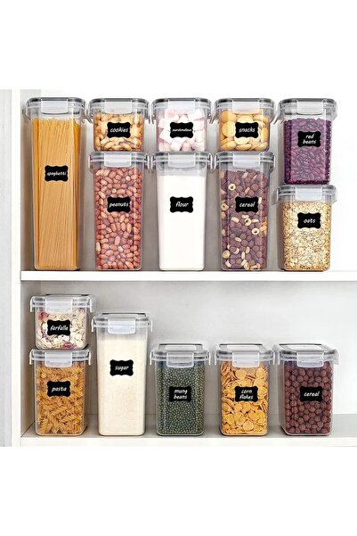 Flippy Food Storage Containers, Flippy, Set of 15 Containers for Spices, Cereals, Kitchen, Plastic PP, Food