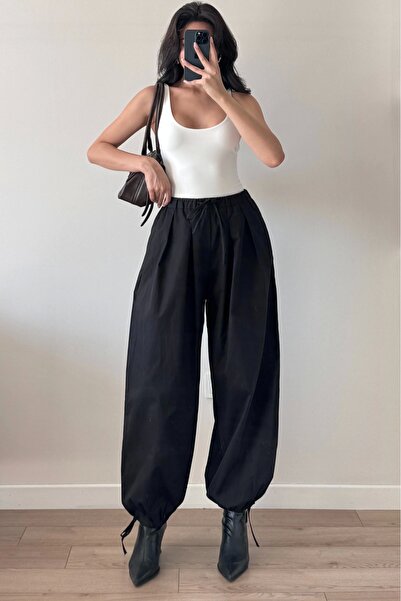 Eka Γυναικείο Μαύρο Παντελόνι Παραπέντε 1017-1592