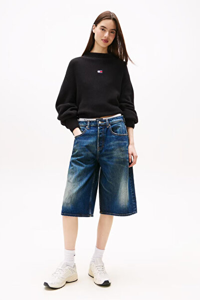 Tommy Hilfiger Kadın Yarım Balıkçı Yaka Pamuklu Triko Kazak – Siyah