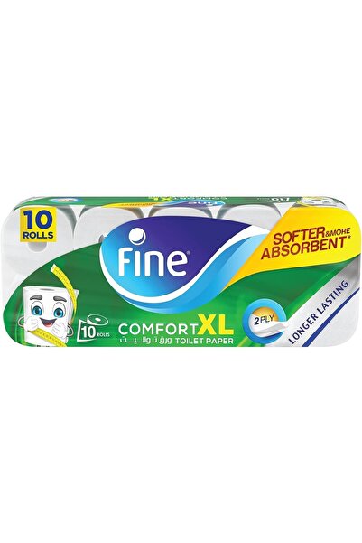 FINE Comfort XL Toilet Tissues Paper, 10 Rolls x 250 sheets x 2 Ply