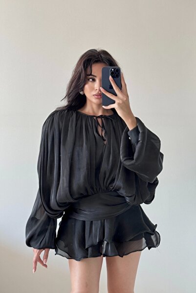 Eka Kadın Siyah Şortlu Elbise (Şortu Astar Şeklinde Ayrıdır.) 1026-221732