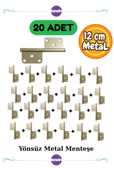 Kawin 20 Pcs 12cm Metal Steel Door Hinge Non-Directional 2mm Durable Panel Cerman Nickel Chrome Silver