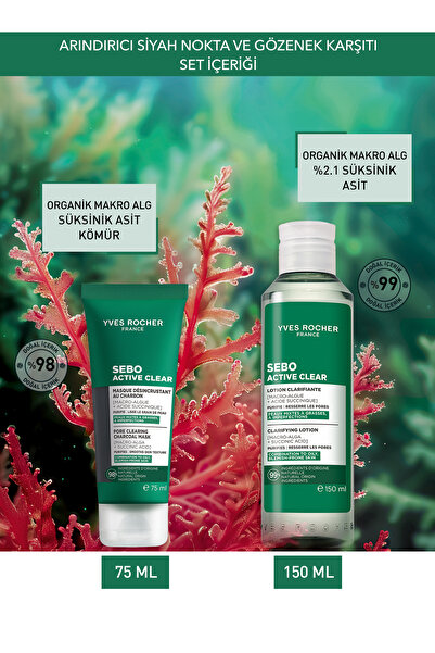 Yves Rocher Siyah Nokta ve Gözenek Karşıtı Set-Kömür Maske 75 ml & Tonik 150 ml