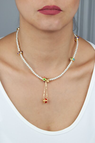 Liveyn Design Colorful Jewelled Pearl Necklace