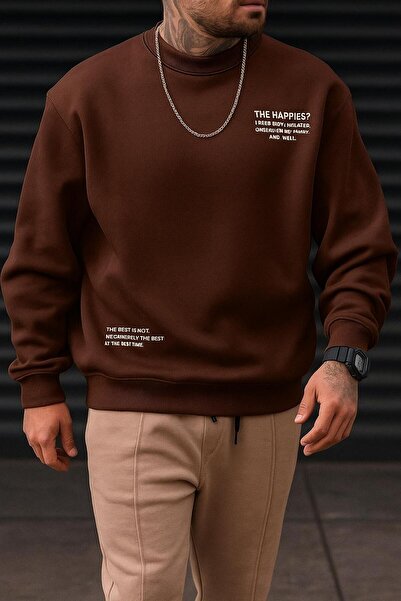 DM DOLCE MORE 3 خيوط من القطن الممشط هل هي السعادة؟ سترة رياضية مطبوعة للجنسين