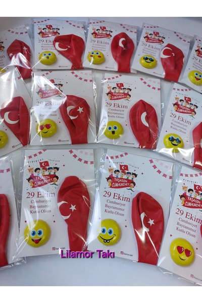 Lilamor 10 Adet 29 Ekim Cumhuriyet Bayramı Hediyesi Emoji Çikolata ve Türk Ba...