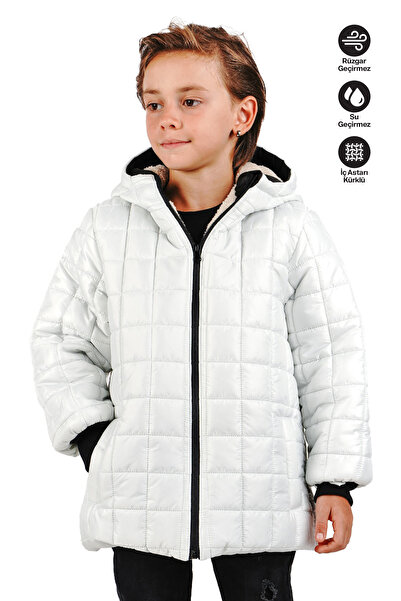 Merdia Момчешко водоустойчиво и ветроустойчиво палто с качулка, подплата от флис и квадратен десен