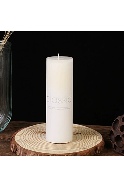 Flippy Decorative Paraffin Candle, Cylindrical, Unscented & Smokeless, 5x15 cm, 260 g, 36h, Ivory