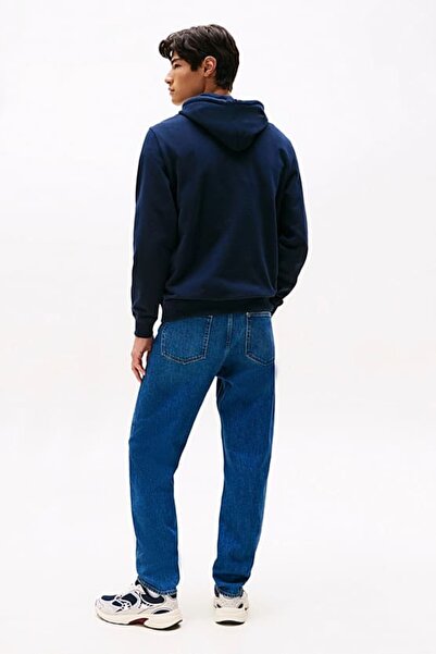 Tommy Hilfiger Erkek Logo Baskılı Kapüşonlu Sweatshirt – Lacivert