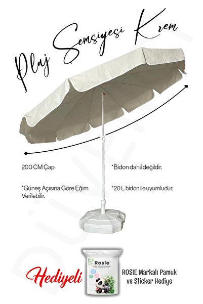 Düvenci Polyestser Kalın Kumaş Krem Renkli Plaj Şemsiyesi Balkon Bahçe Şemsiy...