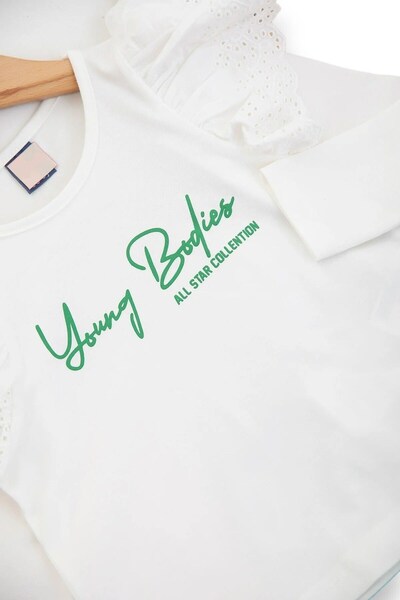 Egelite Girl's 2-3-4-5-6 Years Old White Blouse and Colored Linen Pants 100% Cotton 2-Piece Top and Bottom Set