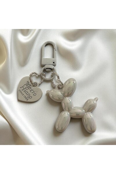 Fivy Heart Detailed Balloon Dog Figured Keychain, Charm