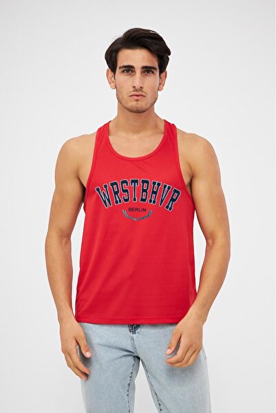 Moda Işık Men's Sports Tank Top with Print Detail, Pack of 2