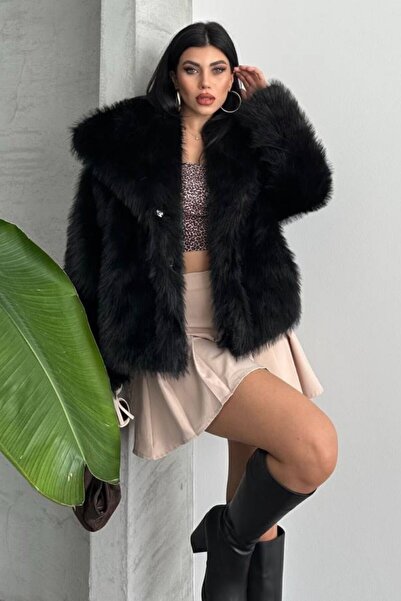 spirituel Blană pentru femei, elegantă, cu guler larg, căptușită, cu nasturi,...