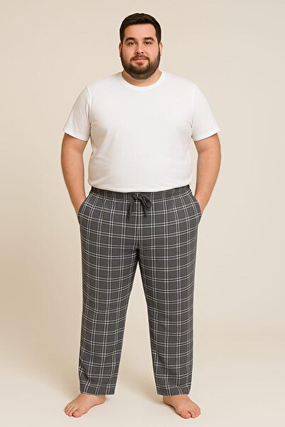 Pemilo Men's Patterned Plus Size 100% Cotton Pocketed Single Bottom Smoked