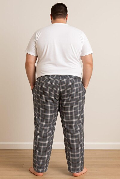 Pemilo Men's Patterned Plus Size 100% Cotton Pocketed Single Bottom Smoked