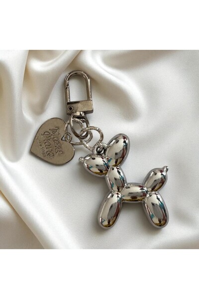 Fivy Μπρελόκ με φιγούρα σκύλου με μπαλόνι με λεπτομέρεια καρδιάς, γούρι