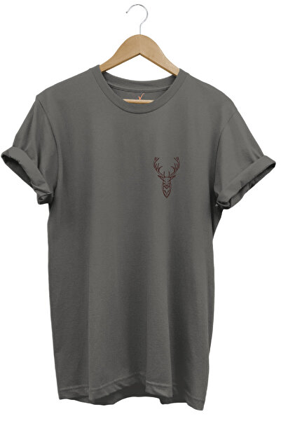 WİDİ Tricou unisex cu imprimeu Hunting Hunting Minimal Deer Hunting, 100% bum...
