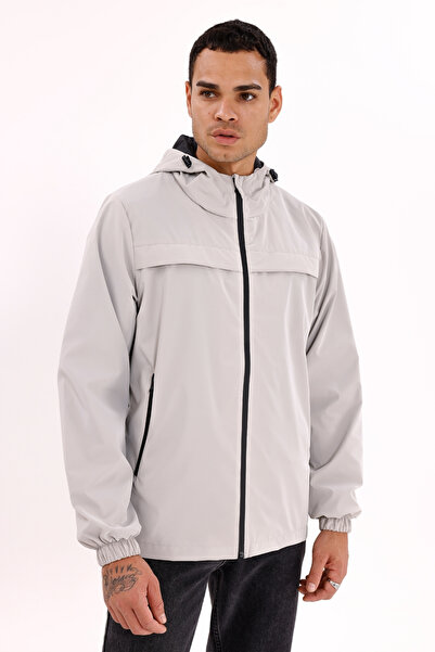 Montland Men's Stone Hooded Nova Fabric Stylish Seasonal Waterproof and Windproof Raincoat