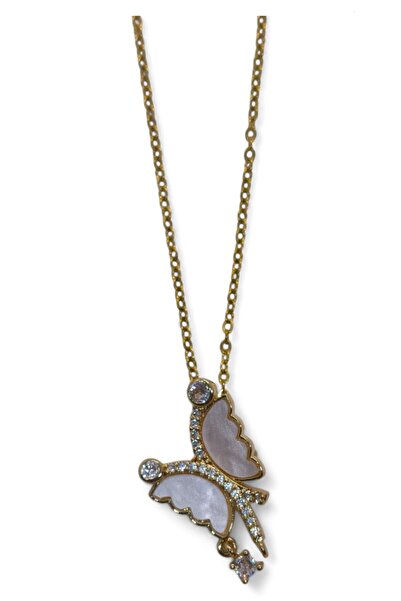 X-Lady Accessories Altın Renk Beyaz Yusufcuk Model Sf Zincir Çelik Kolye- 3709