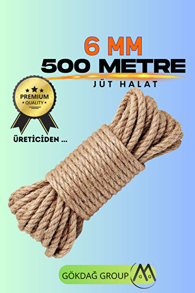 GÖKDAĞ GROUP 6 MM 500 Metre Jüt Halat Dekoratif Hasır İp Urgan Süs