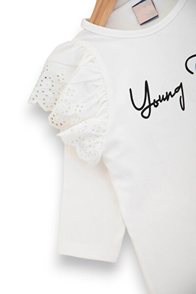 Egelite Girl's 2-3-4-5-6 Years Old White Blouse and Colored Linen Pants 100% Cotton 2-Piece Top and Bottom Set