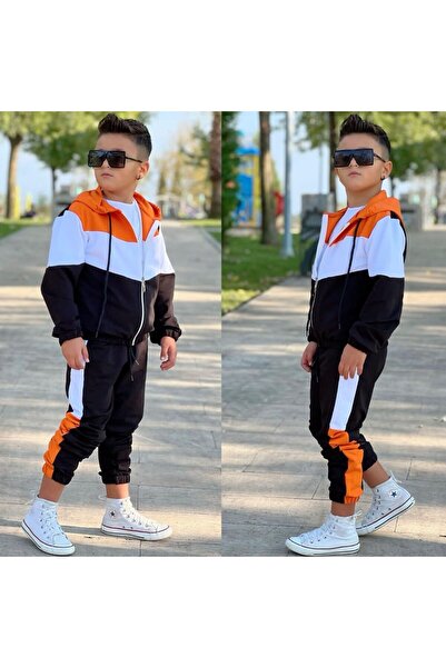 Bisahane Boys' Two-String Lycra Tracksuit Set Designed in Garni Colors