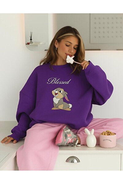 BENROMA BLESSED TAVŞAN BASKILI UNİSEX SWEATSHIRT