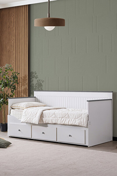 Setay Yavrulu Karyola, Marmaris Divan Karyola Çekmeceli Açılır Çift Kişilik Karyola (Yataksız) - Antrasit