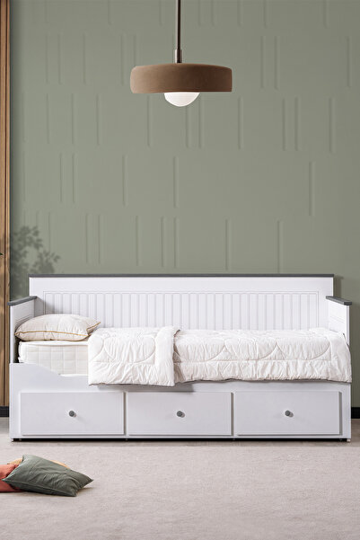 Setay Yavrulu Karyola, Marmaris Divan Karyola Çekmeceli Açılır Çift Kişilik Karyola (Yataksız) - Antrasit