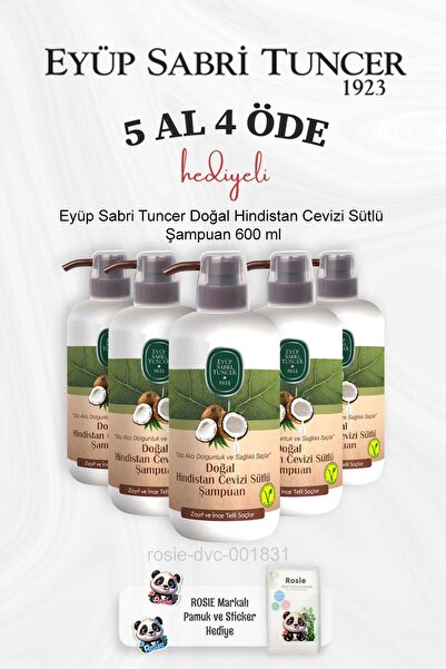 Eyüp Sabri Tuncer شامبو حليب جوز الهند الطبيعي 600 مل اشترِ 5 واحصل على 4 ورو...