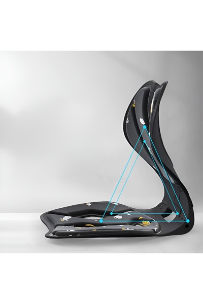 Flippy Chair Support - Posture Corrector, Portable Foldable Ergonomic, Size L, 35x32x30 cm, Black