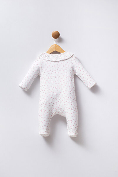 U.S. Polo Assn. Baby Girl Pink Minimal Pattern Ribbed Booties Jumpsuit 50322898-Vr041