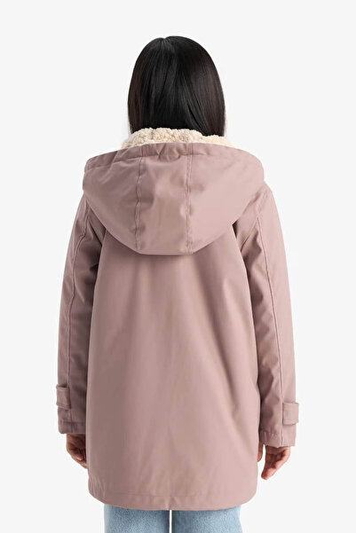 DeFacto Αδιάβροχο με κουκούλα με φερμουάρ Dusty Rose Αδιάβροχο και αντιανεμικό για κορίτσια C5229A8/BR287